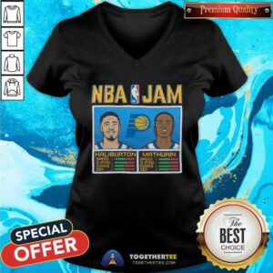 Top Youth NBA Jam Pacers Haliburton And Mathurin V-neck
