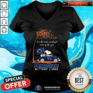 Funny Penn State Nittany Lions Snoopy Driving V-neck