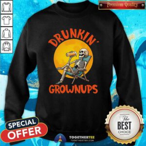 Funny Skeleton Drinking Beer Halloween Drinker Drunkin Grownups Sweatshirt
