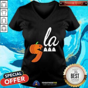Good Comma La Kamala Harris Halloween Pumpkin Eating Ghost Gamer V-neck