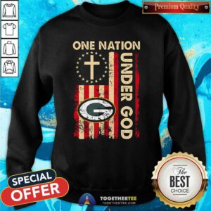 Good Green Bay Packers One Nation Under God Jesus Flag Sweatshirt