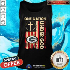 Good Green Bay Packers One Nation Under God Jesus Flag Tank-top
