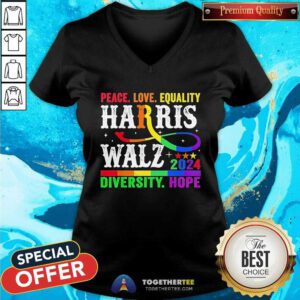 Good Kamala Harris Tim Walz 2024 Peace LGBT Harris Walz V-neck