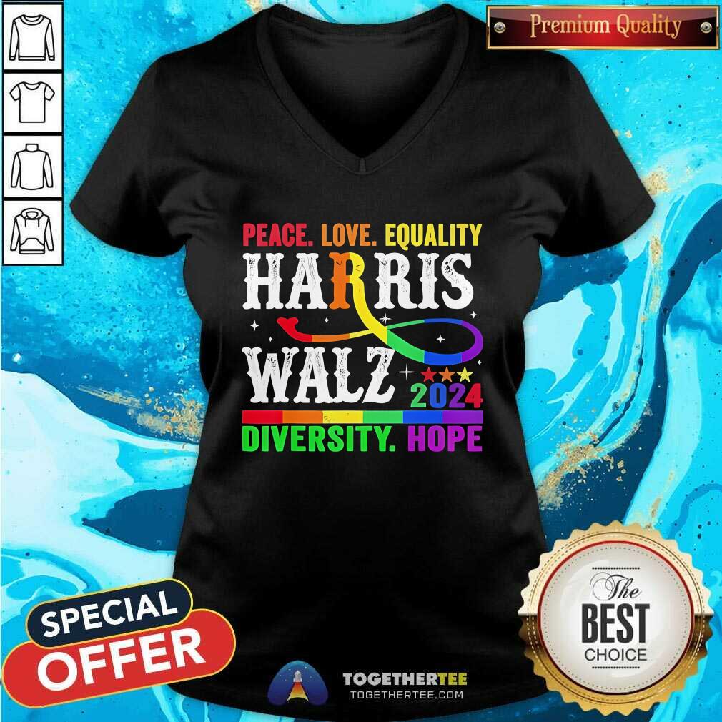 Good Kamala Harris Tim Walz 2024 Peace LGBT Harris Walz V-neck