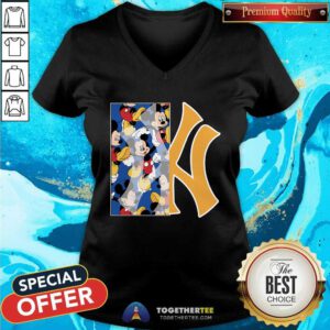 Hot MLB Mickey Pattern V-neck