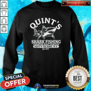 Hot Quint's Shark Fishing Amity Island New England Sweatshirt
