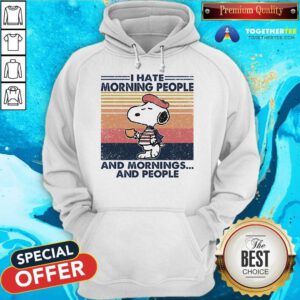 Original Snoopy Drinking Coffee I Hate Morning People Vintage Hoodie