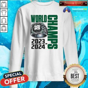 Pretty Derrick White Wearing 18 Boston Carden World Champs 2023-2024 Sweatshirt