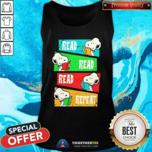 Top Snoopy Read Read Read Repeat Tank-top
