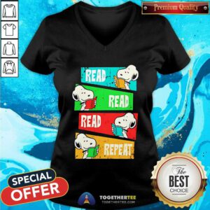 Top Snoopy Read Read Read Repeat V-neck
