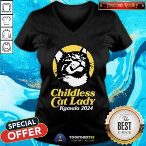 Awesome Less Cat Lady For Kamala 2024 Retro V-neck