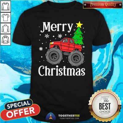 Original Monster Truck Merry Christmas Tree Snowflakes T-Shirt