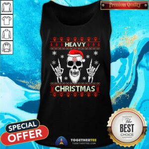 Premium Heavy Christmas Devil Horns Skull Santa Hat Tank-top