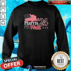 Pretty Harris Walz 24 USA Flag Sweatshirt