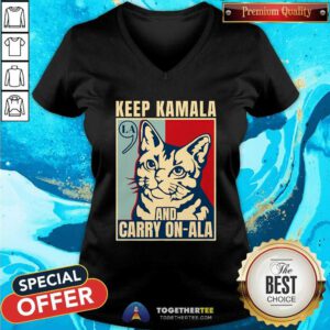 Awesome Happy Cat Keep Kamala And Carry On Ala V-neck