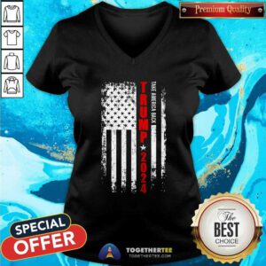 Awesome Political Trump 2024 American Flag V-neck