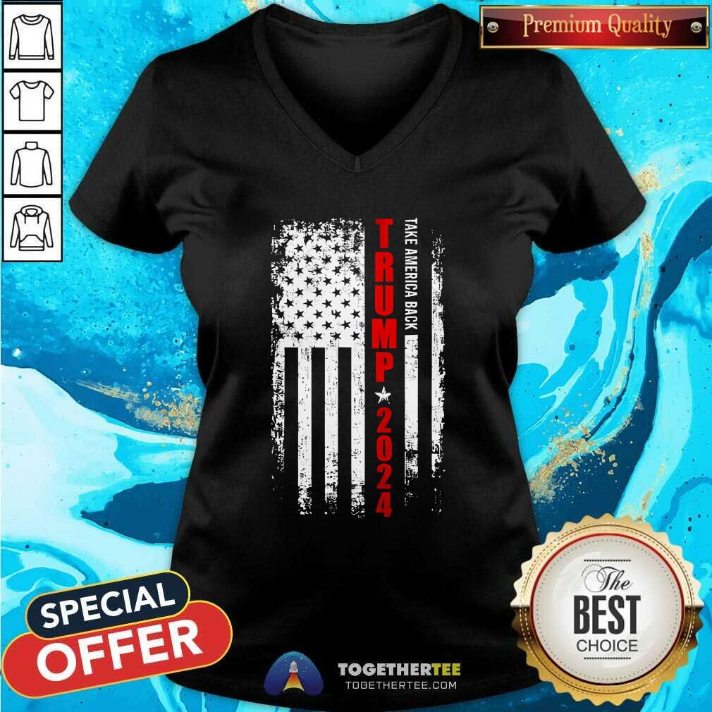 Awesome Political Trump 2024 American Flag V-neck