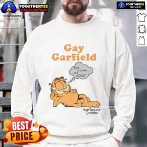 Funny gay Garfield cat sweatshirt featuring a colorful design and playful graphics, perfect for cat lovers and humor enthusiasts.