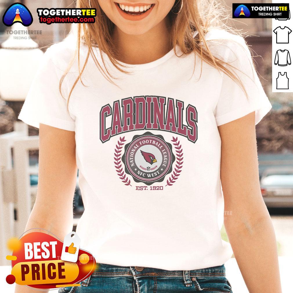 Arizona Cardinals team crest est. 1920 on a stylish ladies tee, perfect for fans showing team spirit and support.