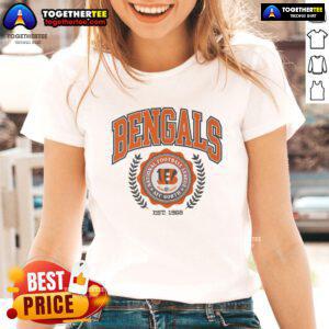 Cincinnati Bengals team crest established 1968 on a stylish ladies' tee, perfect for fans of the NFL.