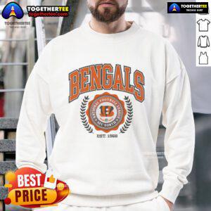Official Cincinnati Bengals Team Crest Est 1968 Sweatshirt featuring the iconic logo and vibrant team colors.