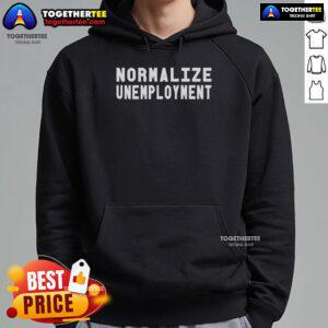 Official Iamcrack19 Normalize Unemployment Hoodie in black, featuring bold text design for stylish activism.