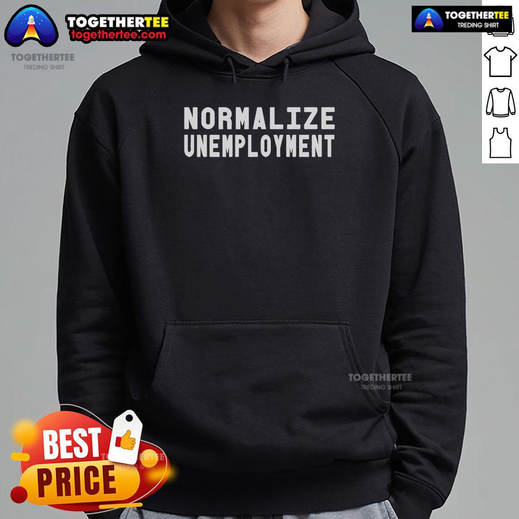 Official Iamcrack19 Normalize Unemployment Hoodie in black, featuring bold text design for stylish activism.
