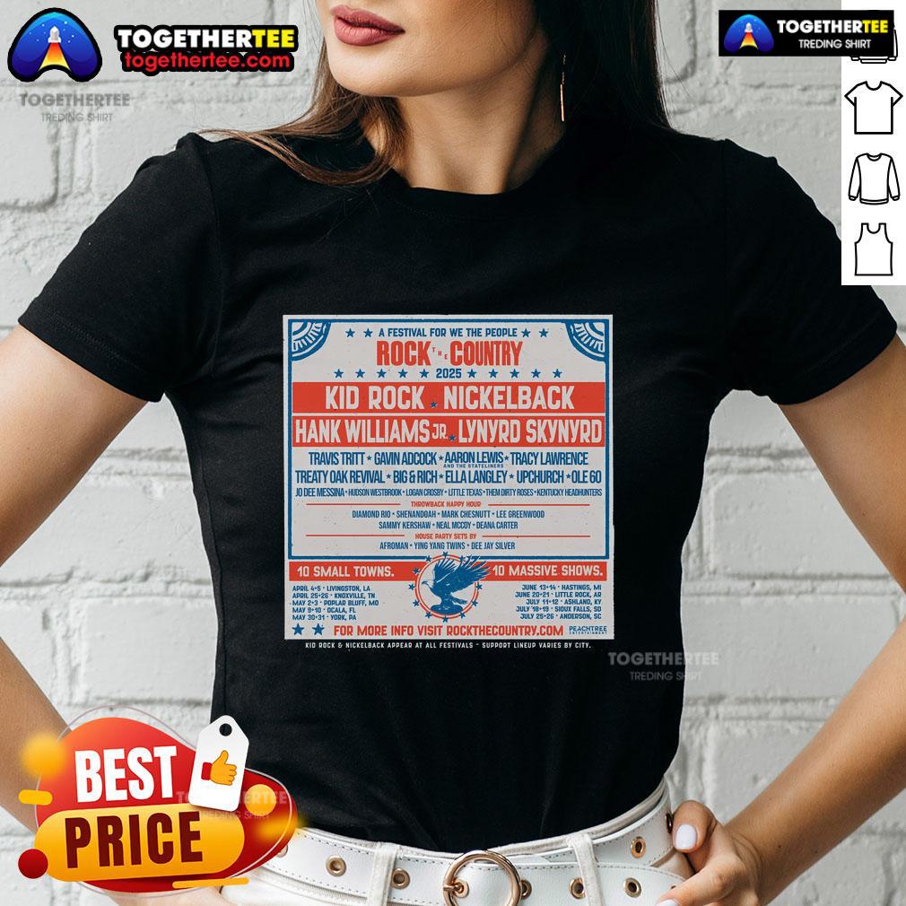 Official Kid Rock We The People 2025 Ladies Tee featuring bold graphics and vibrant design for country festival fans.