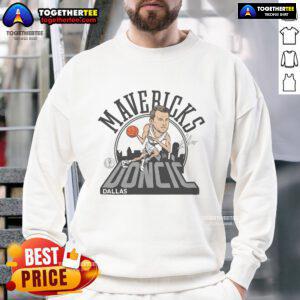 Official Mavericks Luka Doncic Signature Sweatshirt featuring team colors and Luka's logo for stylish fan wear.
