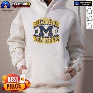 Official Michigan Wolverines Field Arched Wordmark 1817 Hoodie in navy, showcasing team pride and style for fans.