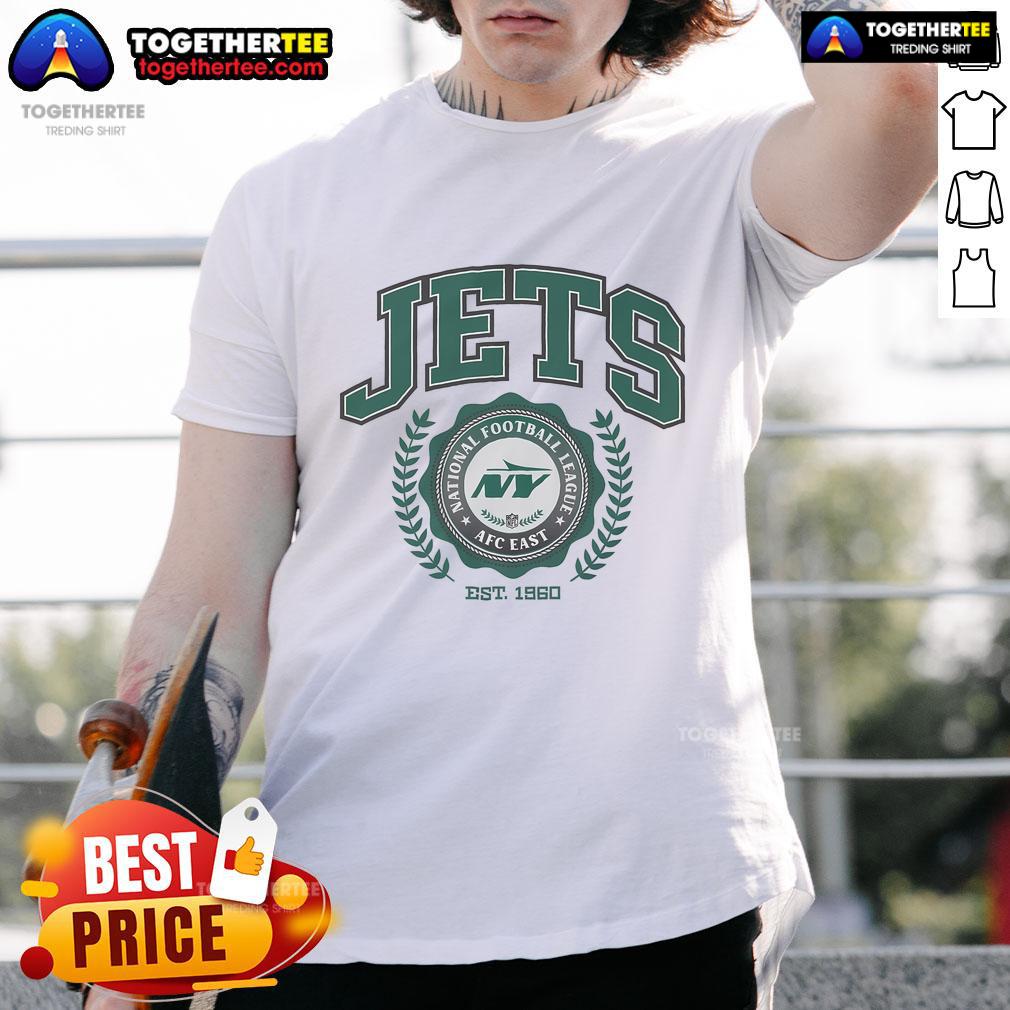Official New York Jets Team Crest Est 1960 T-Shirt featuring bold logo and classic design for fans of the NFL team.