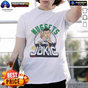 Official Nuggets Nikola Jokic Signature T-Shirt featuring unique design and vibrant team colors for fans of the NBA star.