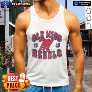 Official Ole Miss Rebels Field Arched Wordmark 1848 Tank Top featuring vibrant colors and a stylish design for fans.