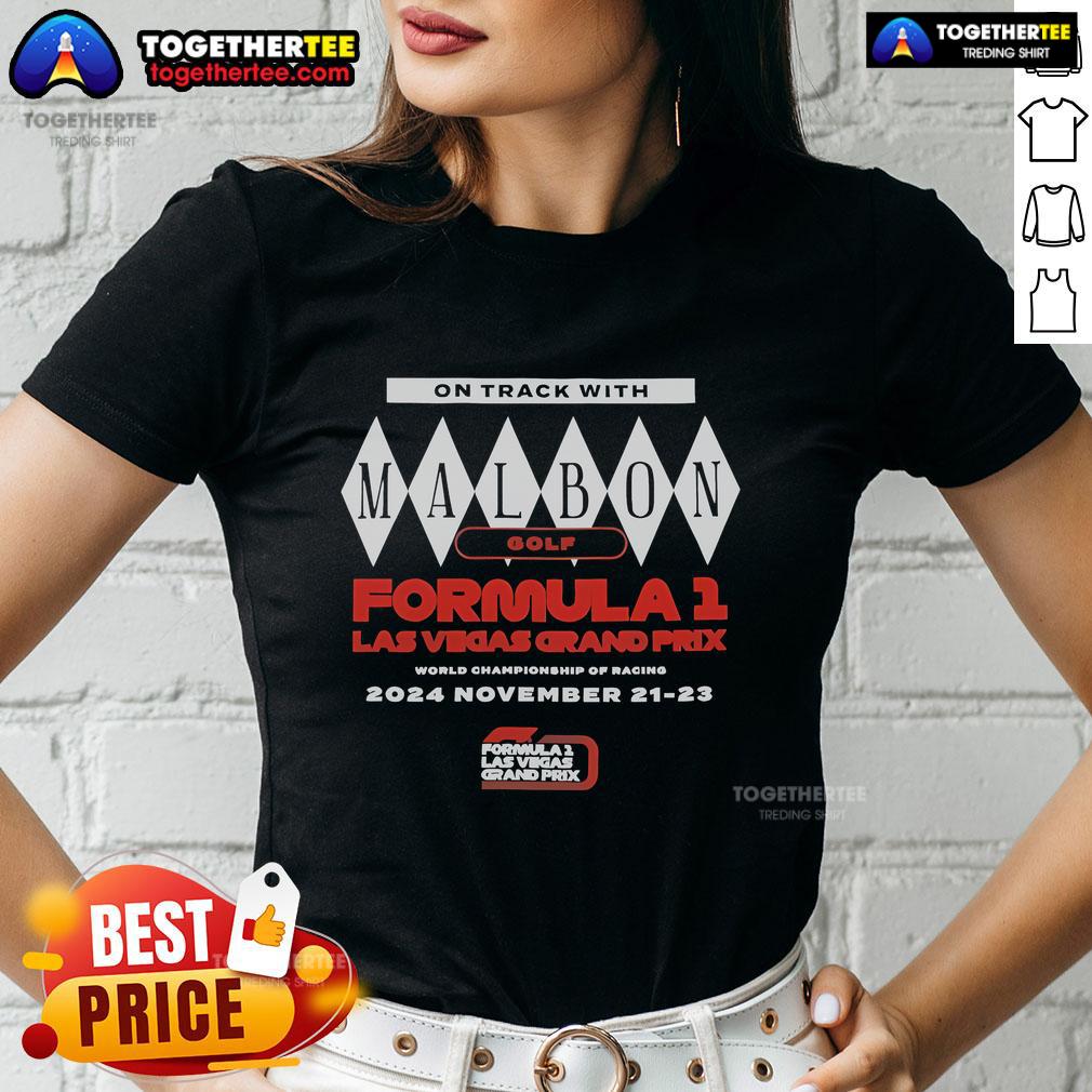 Official Malbon Golf Ladies Tee celebrating Formula 1 Las Vegas Grand Prix World Championship of Racing.
