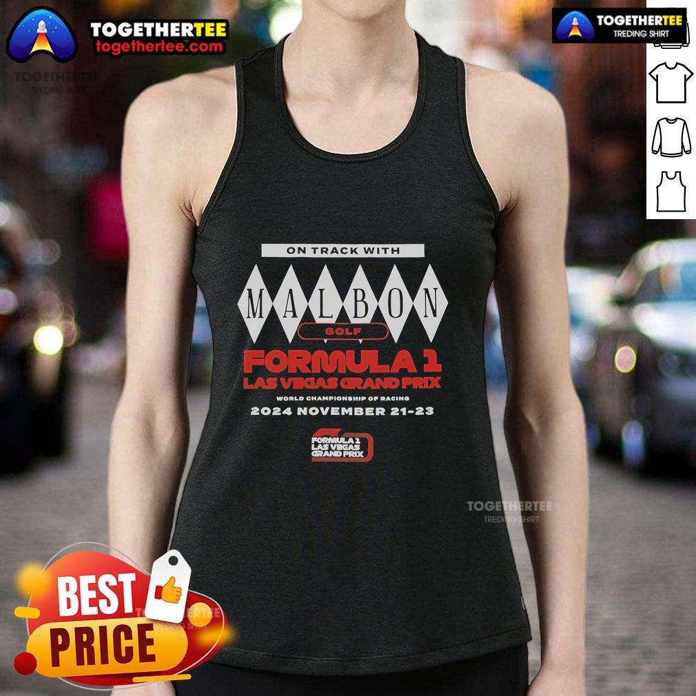 Official Malbon Golf Formula 1 Las Vegas Grand Prix tank top showcasing racing style and championship spirit.
