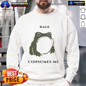 Official Rage Consumes Me Frog Meme Sweatshirt featuring a vibrant frog graphic and bold text for meme lovers.