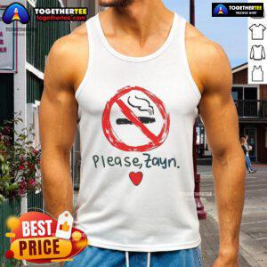 Official Stop Smoking Please Zayn Tank Top featuring a bold graphic design perfect for promoting a smoke-free lifestyle.