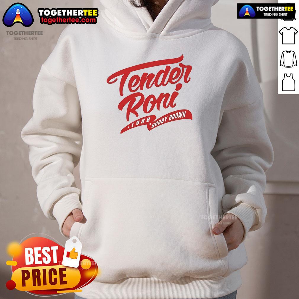 Official Tender Roni 1988 Bobby Brown Hoodie featuring retro design and vibrant colors, perfect for fans of classic hip-hop.