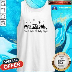 Original Silent Night Holy Nativity Christmas Manger Jesus Tank-top