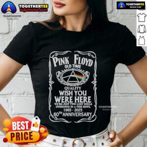 Premium Pink Floyd Wish You Were Here 65th Anniversary 1965-2025 Ladies Tee featuring iconic album art and stylish design.