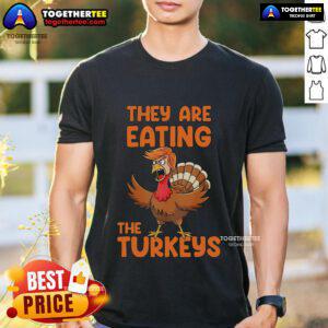 Premium Thanksgiving Trump Turkey T-Shirt featuring playful turkey design celebrating Thanksgiving festivities.
