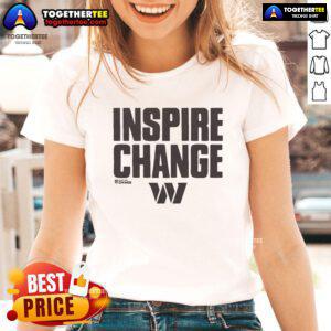 Premium Washington Commanders Inspire Change ladies tee featuring vibrant team colors and stylish design for fans.