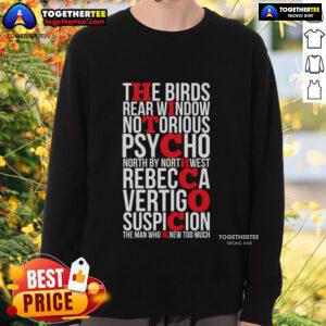 Stylish Top Alfred Hitchcock sweatshirt featuring iconic film imagery, perfect for fans of classic cinema and cozy fashion.