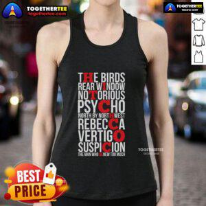 Stylish Top Alfred Hitchcock tank top featuring iconic film imagery, perfect for movie buffs and fashion enthusiasts.