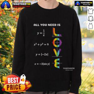 Cozy LGBT Maths sweatshirt featuring vibrant colors and a love-themed design, perfect for math enthusiasts and pride supporters.