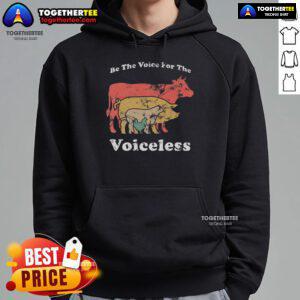 Top Be The Voice For The Voiceless Animal Welfare Vegan Hoodie in black, promoting compassion for animals.