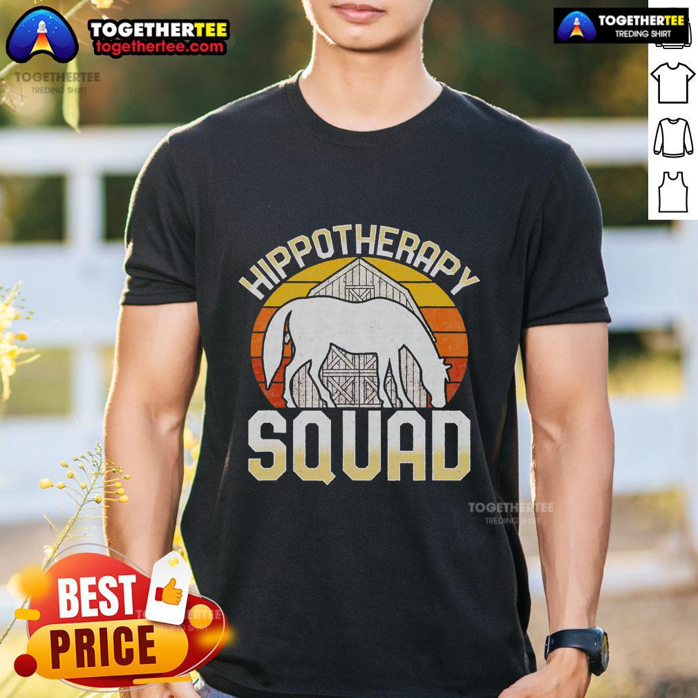 Top Equine Assisted Horse Therapy Therapist Hippotherapy Sunset T-Shirt featuring a vibrant sunset and horse silhouette design.
