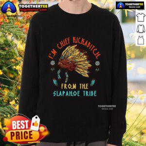 Vintage sweatshirt featuring Top Im Chief Kickabitch from the Slapahoe Tribe, showcasing unique tribal design and style.