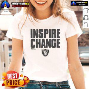 Top Las Vegas Raiders Inspire Change Ladies Tee featuring vibrant team colors and motivational design for fans.
