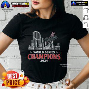 Top Los Angeles Dodgers World Series Champions ladies tee featuring team colors and logo for female fans.